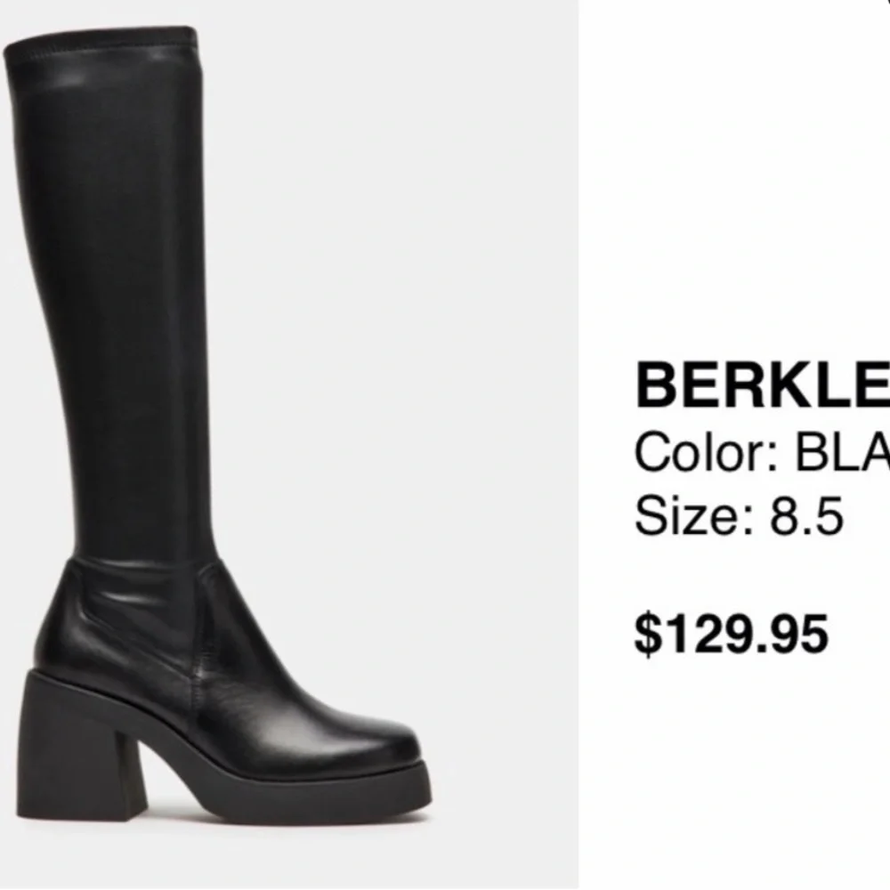 Steve Madden Black Berkleigh Heeled Boots - Picture 1 of 5